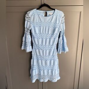 New York & Company Textured Lace Blue Mini Dress